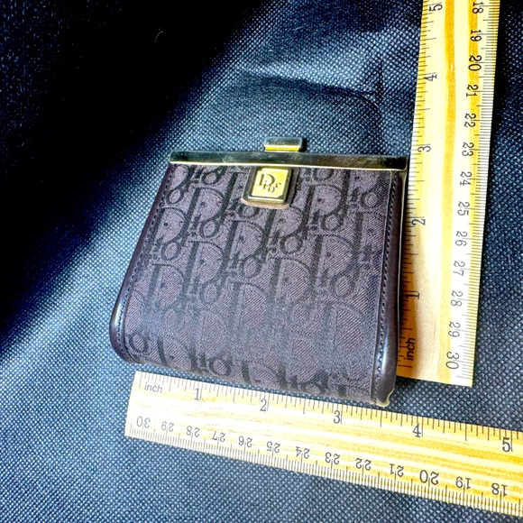 Christian Dior Monogram Kiss-Lock Brown Diorissimo Wallet France Rare 70s CD - Picture 3 of 9